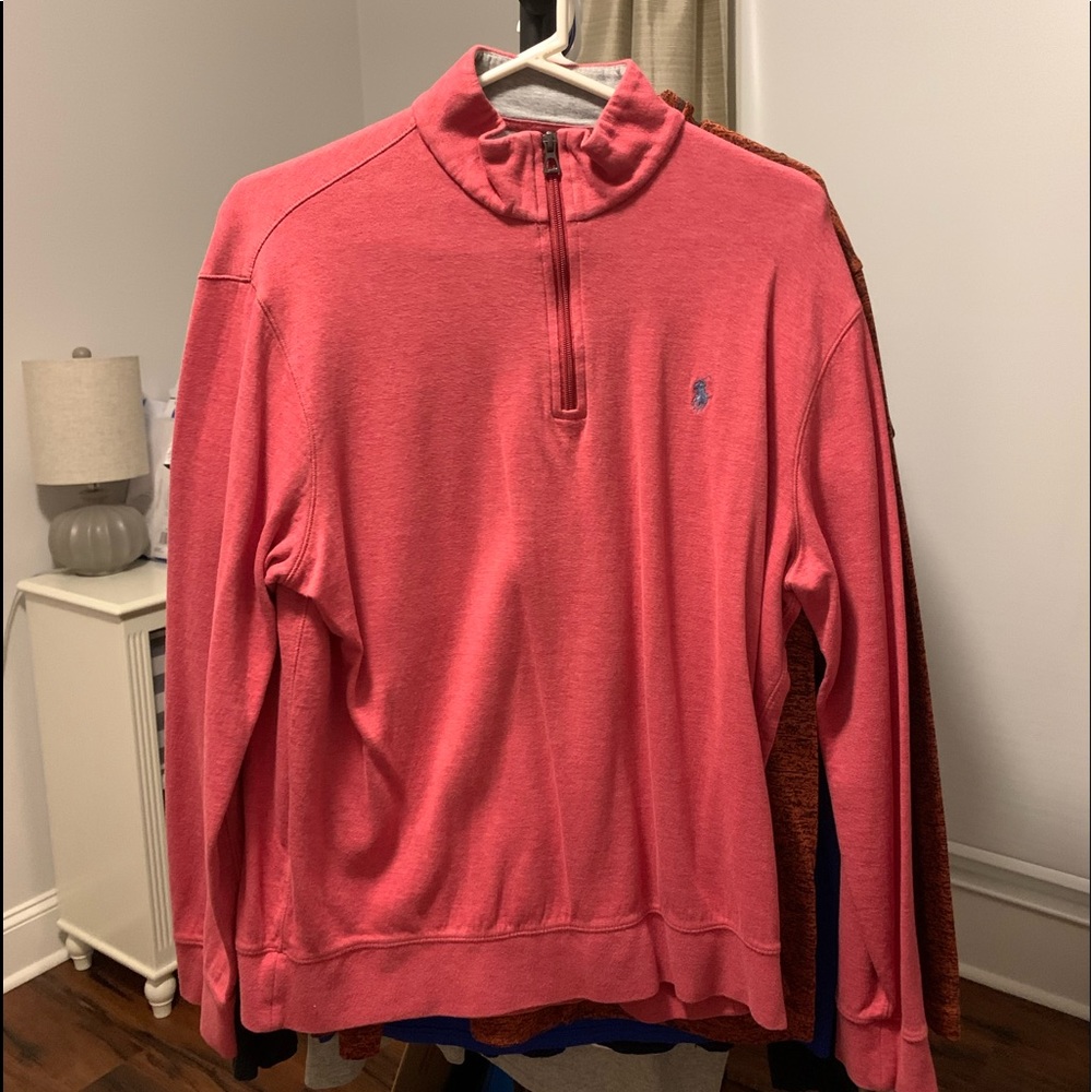 Red Polo Ralph Lauren Men’s Pullover Large Soft Warm. Grey Pony